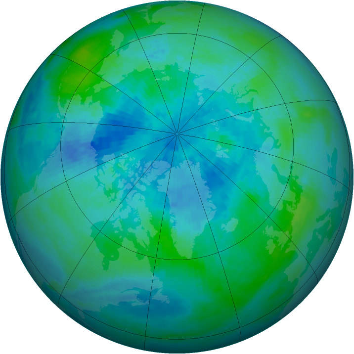 Arctic ozone map for 15 September 1993